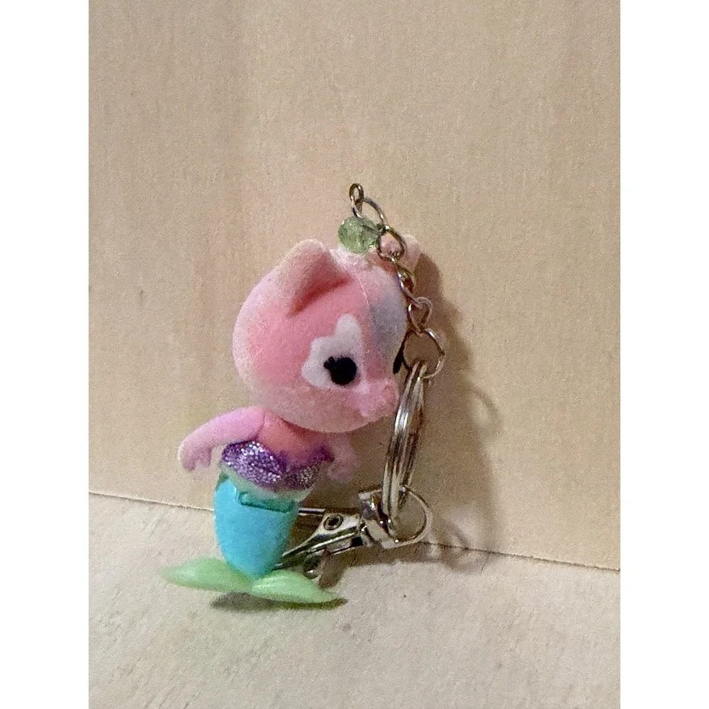 Cat Mermaid Upcycled Toy Keychain Calco